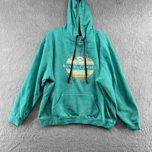 Banff Canada Teal Pullover Hoodie Sweatshirt Lone Rock Clothing Womens XL